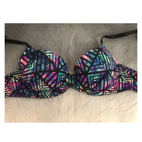 ❤️ VICTORIA SECRET PINK Bra Wear Everywhere Lightly Lined Size 32A black neon - Picture 5 of 8